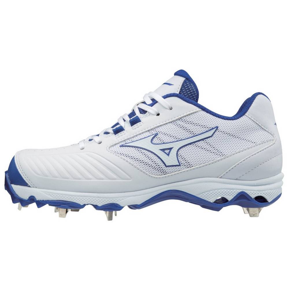 Womens Mizuno 9-Spike Advanced Sweep 4 Low Metal Softball Cleats White/Royal Philippines (TXNZVJ718)